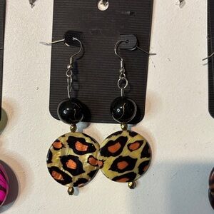 Leopard Print Dangle Earrings